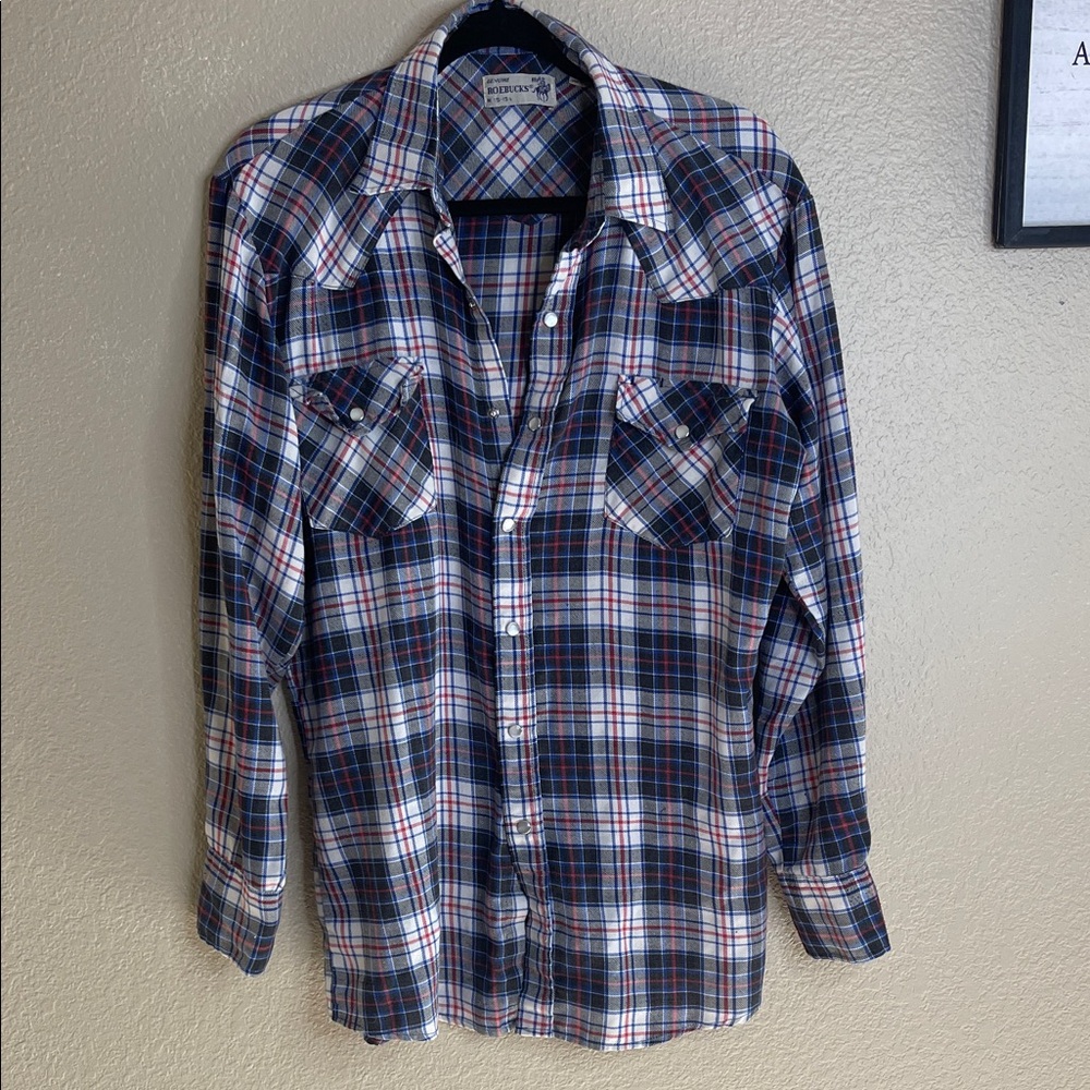 Classic Navy Plaid Button-Down Shirt